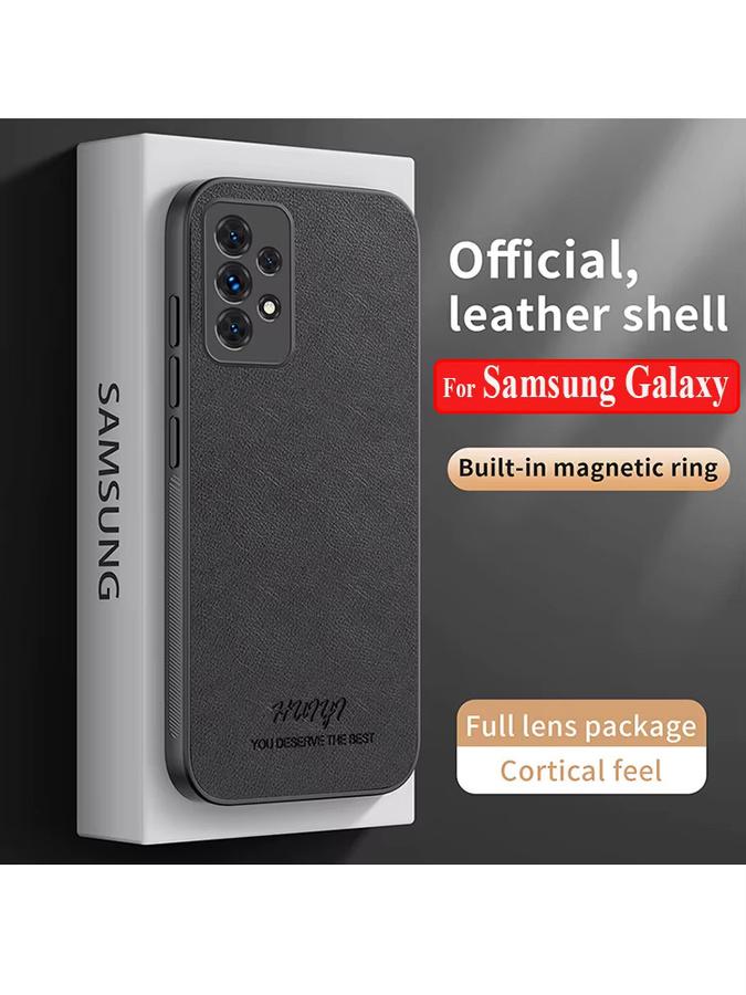 Matte Silikonhülle mit Litschi-Textur aus Leder für Samsung Galaxy A55 A54 A53 A52 A51 A35 A34 A30S A23 A15 A14 A50S A50 A71 in Schwarz oder Braun - Bild 3