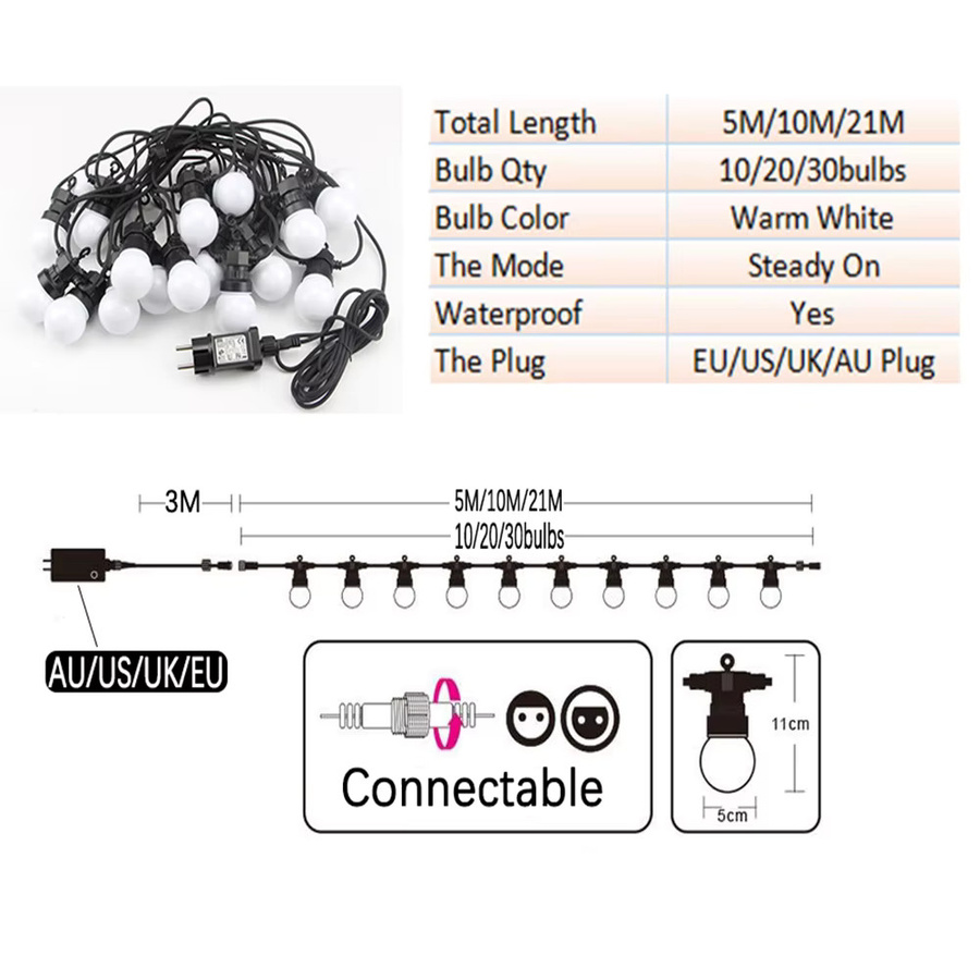 Topdii LED Globus Ball Lichterkette für Garten und Party mit Kugelleuchten - Bild 2