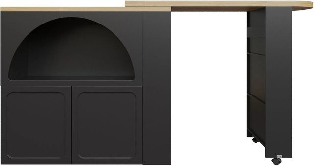 okwish Bartisch mit ausziehbarem Stauraum und LED Beleuchtung in Schwarz, B/T/H: 205 x 39 x 100 cm - Bild 1