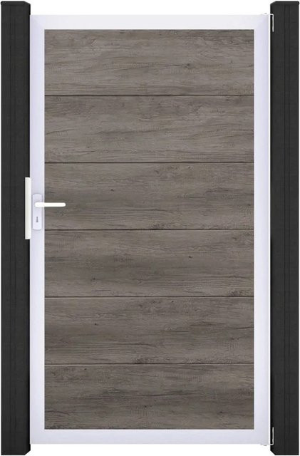GroJa Steckzaun Tor BasicLine Universal-DIN EV1 als einflügeliges Tor in Monument Oak Braun - Bild 1
