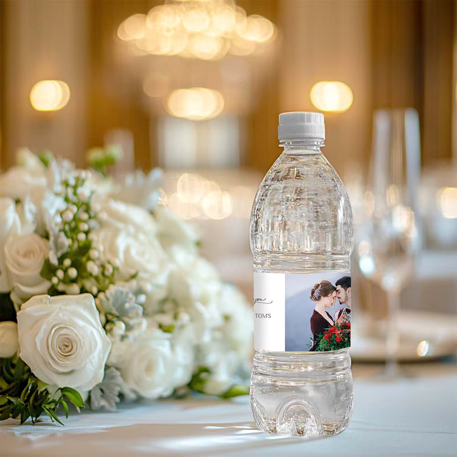 WEIGAO Personalisierte Wasserflaschenaufkleber aus Papier in Weiß für Hochzeiten, Geburtstage und Events - Bild 2