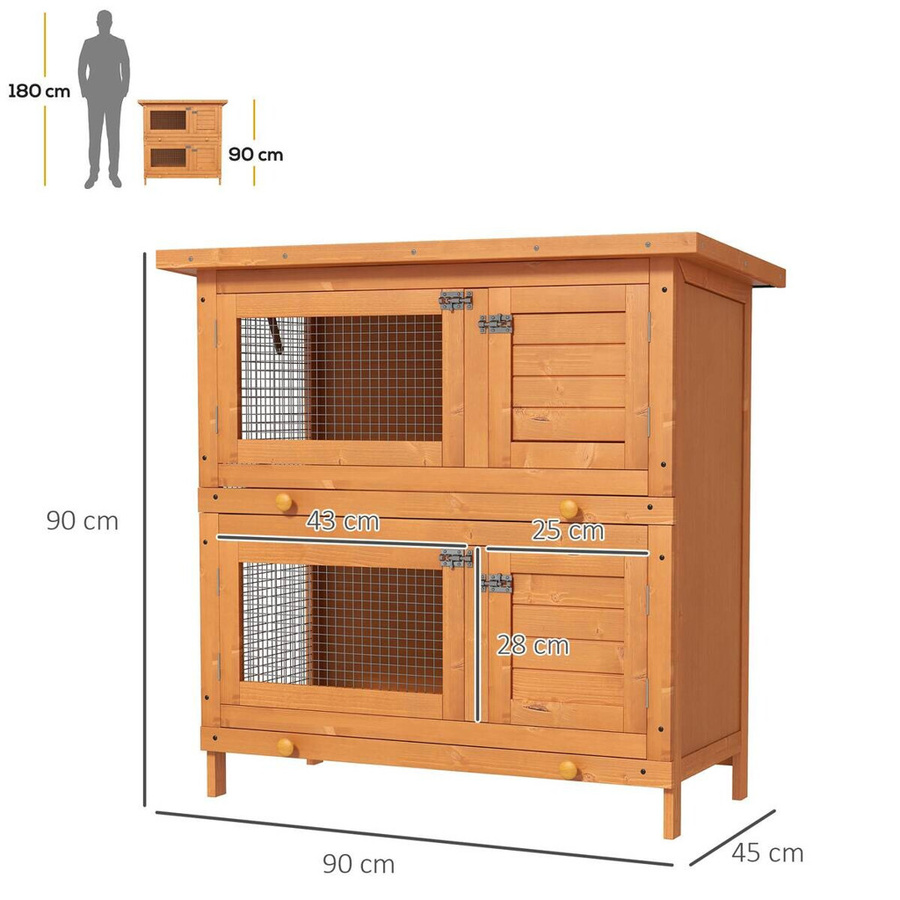PawHut Kleintierstall aus Holz wetterbeständig mit abnehmbarem Dach und erhöhtem Boden, Farbe: Grün, B/H/L: 45 x 90 x 90 cm - Bild 3