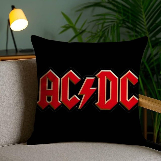 GUOYU HOMEDECOR ACDC Band Vintage Kissenbezug Schwarz, B/T/H: 30,48 x 30,48 x 0 cm - Bild 1
