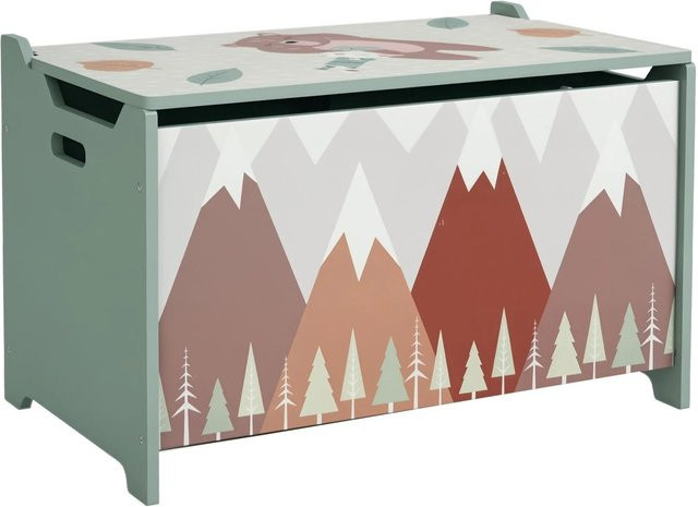 ZONEKIZ Spielzeugkiste Kindersitzbank mit Tiermotiv in Grün aus MDF mit Soft-Close-Deckel, B/T/H: 37 x 39 x 37 cm - Bild 1
