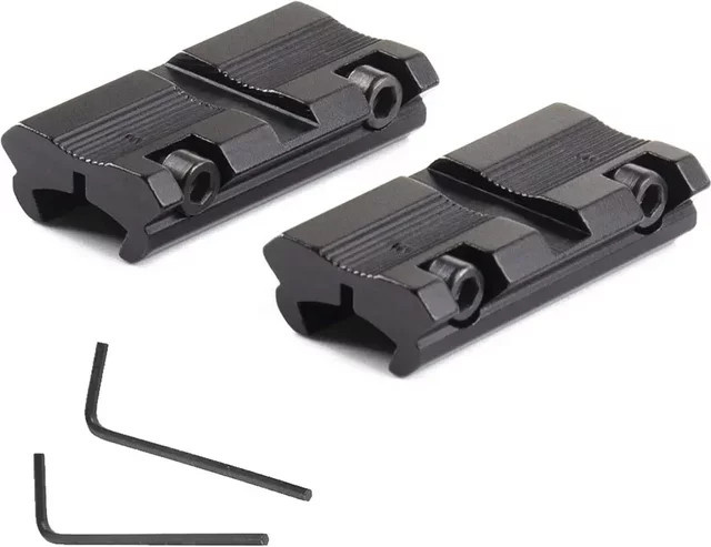 Tacarms 2-teilige Zielfernrohr-Adapter-Montagebasis in Schwarz, Konverter von 11 mm Schwalbenschwanz auf 20 mm Weaver Picatinny-Schienenmontage, passend für 9,5 mm bis 10 mm Schwalbenschwanz - Bild 1