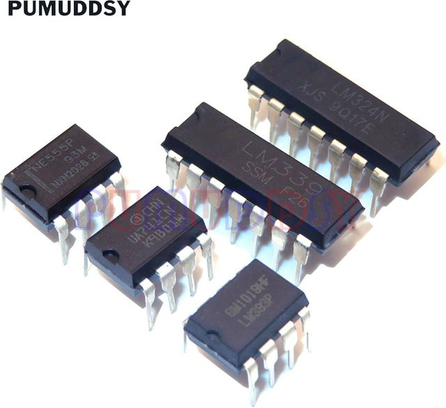 20er Set PUMUDDSY Operationsverstärker ICs in DIP-Ausführung, verschiedene Modelle wie LM324, LM393, LM339, NE555, LM358 und UA741, Farbe: Schwarz - Bild 1