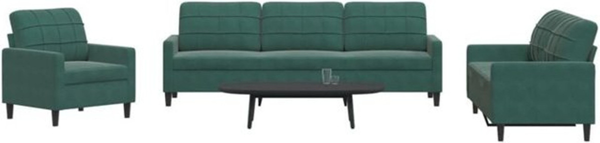 4-tlg. Sofagarnitur mit Kissen aus Samt in Dunkelgrün von vidaxl im modernen Design - Bild 1