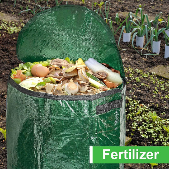 2er-Set Kompost-Beutel Heavy Duty Gartenbeutel aus robustem Material in Grün für Gartenabfälle und Müll - Bild 1