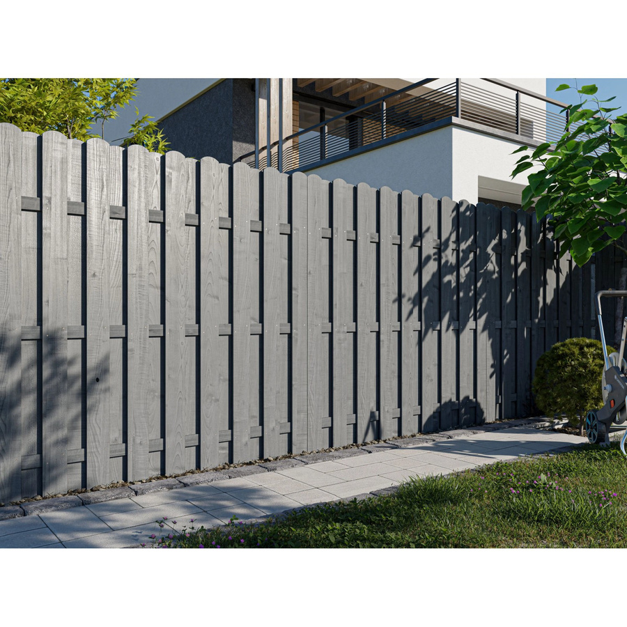Woodtex Bretterzaun Pinus in Steingrau lasiert - Bild 2