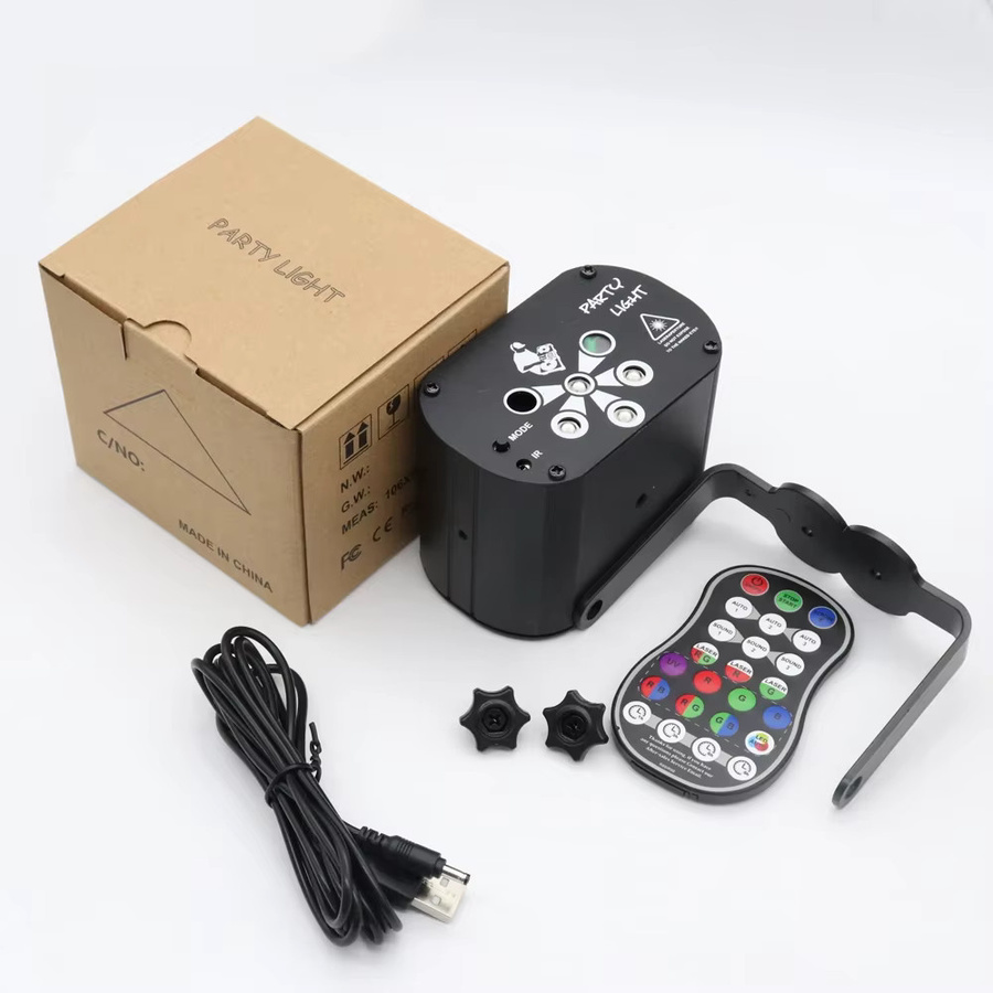 Mini RGB LED Disco Party Licht mit 60 bis 128 Modi, USB wiederaufladbarer DJ Laser Projektor und UV Lampe in Schwarz für Hochzeit, Home Party und Weihnachtsdekoration - Bild 3