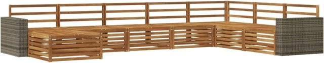 vidaXL Outdoor-Sofagarnitur aus Akazienholz in Braun, 8-teiliges L-Shape Set mit Latten-Design - Bild 1