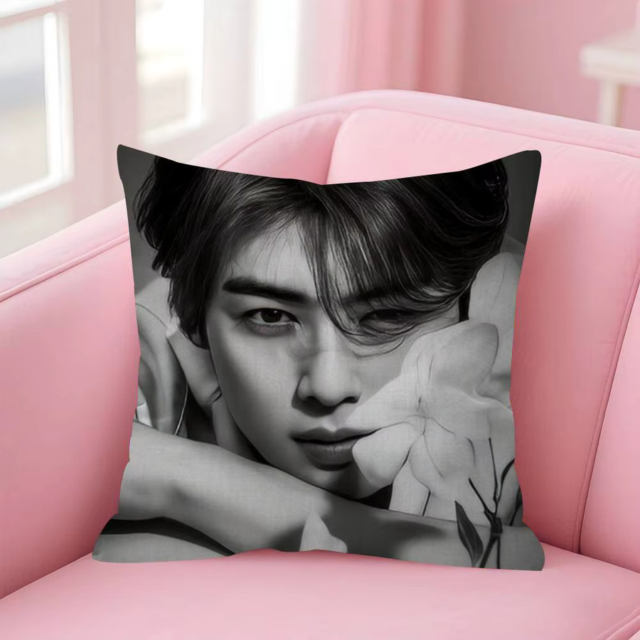 Singer Cha ido EunWoo Kissenbezug mit Grafikprint, quadratisch, Farbe: Grau, Breite: 30 cm, Höhe: 30 cm - Bild 4