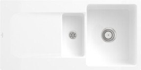 Villeroy & Boch Spüle Siluet 60 R Flat bündig aus Keramik in Snow White mit Ablagegarnitur und Handbetätigung, Breite: 60 cm - Bild 1