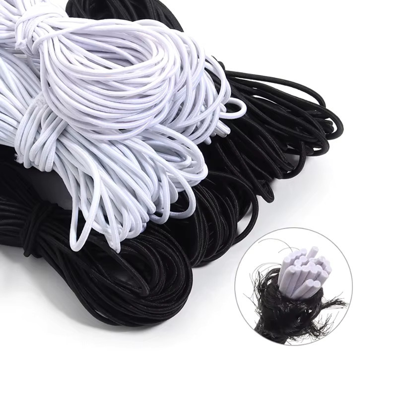 Elastische Rundschnur in Schwarz und Weiß für DIY und Nähzubehör, Durchmesser: 4 mm, Länge: 2 m - Bild 2