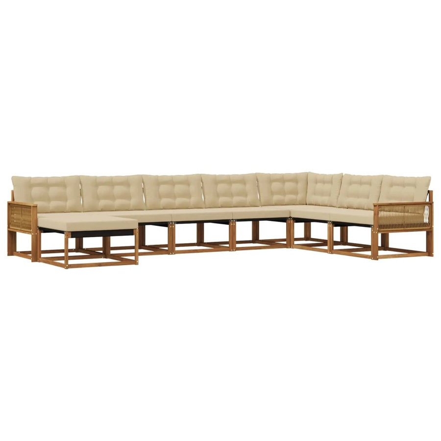 vidaXL Outdoor-Sofagarnitur aus Akazienholz in U-Form mit 8 Teilen, Farbe Braun und Beige - Bild 2