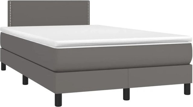vidaXL Boxspringbett Hybrid mit Matratze und LED-Unterbettbeleuchtung in Grau und Weiß, B/T/H: 120 x 200 x 78 cm - Bild 1