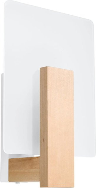 Licht-Erlebnisse Wandlampe aus Holz und Glas in Weiß, Eckiges Design, Höhe: 30,5 cm, E14 - Bild 1