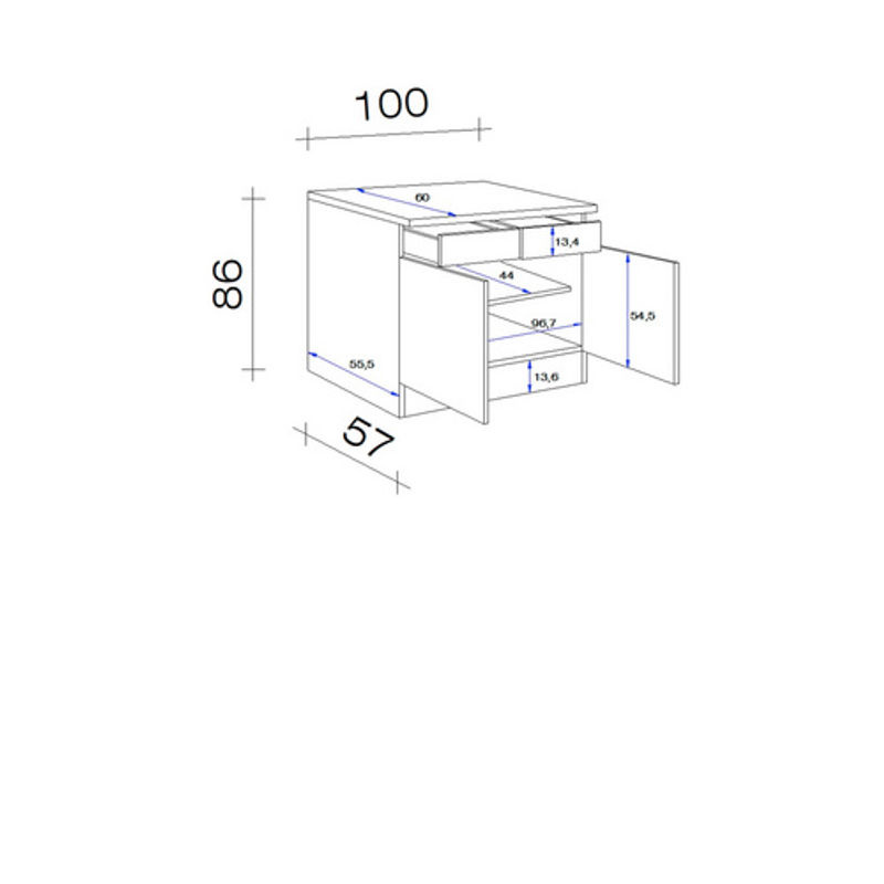 Flex-Well Küchen-Unterschrank Valero in Weiß Hochglanz und Sonoma Eiche, B/H/T: 100 x 86 x 60 cm - Bild 2