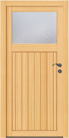 RORO Nebeneingangstür Regensburg aus Holz in Braun mit Glaseinsatz, B: 98 cm, H: 198 cm - Bild 1