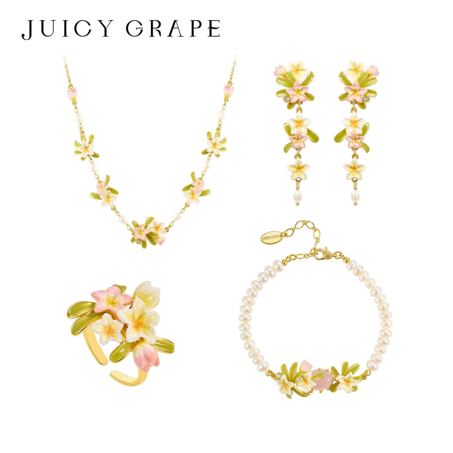 Juicy Grape Schmuckset, Emaille, Plumeria, Damen - Bild 1