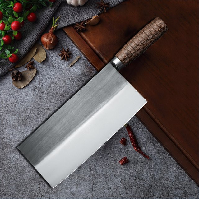 Geschmiedetes Hackmesser von JYi in Silber mit Holzgriff für Küche und Fleisch - Bild 1