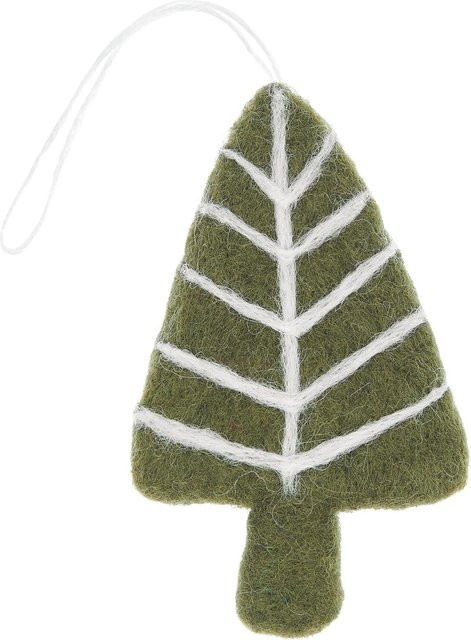 Rico Design Weihnachts-Aufhänger Tanne mit Ästen aus handgefilzter Schafwolle in Moosgrün - Bild 1