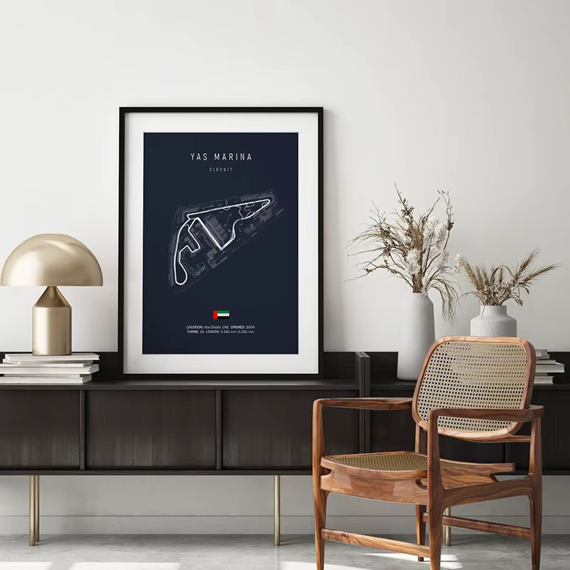 Modernes Leinwandposter Rennstrecke in Schwarz als abstrakter Wandkunstdruck für deine Heimdekoration - Bild 2