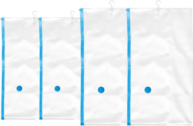 Relaxdays Vakuumbeutel 4er Set aus Kunststoff in Transparent mit Haken, B: 70 cm, H: 140 cm - Bild 1