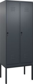 C+P Spind Classic PLUS Garderobenschrank mit 2 Abteilen, Gestell in Anthrazit und Schwarz, H x B x T: 212 x 80 x 50 cm - Bild 1