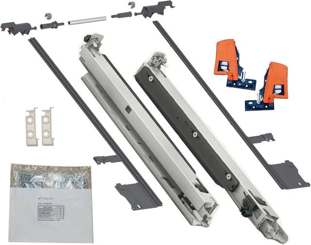 Blum Movento Blumotion Schubladenschienen Set für Bodenmontage, Farbe Silber, Länge: 450 mm, Tragkraft: 40 kg, mit Soft-Close und Stabilisierung - Bild 1
