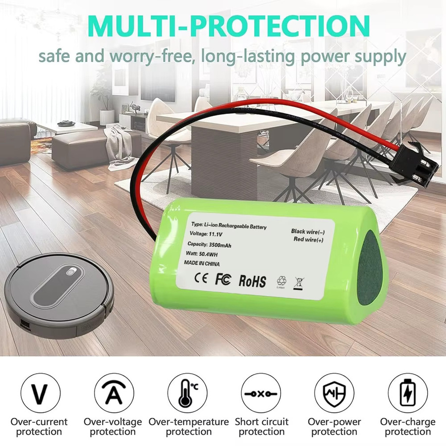 Vactidy Ersatz-Akku LS001-02 für T6 T7 T8 Roboter-Staubsauger, 11,1 V, 2600 mAh Lithium-Ionen-Pack, Grün - Bild 2