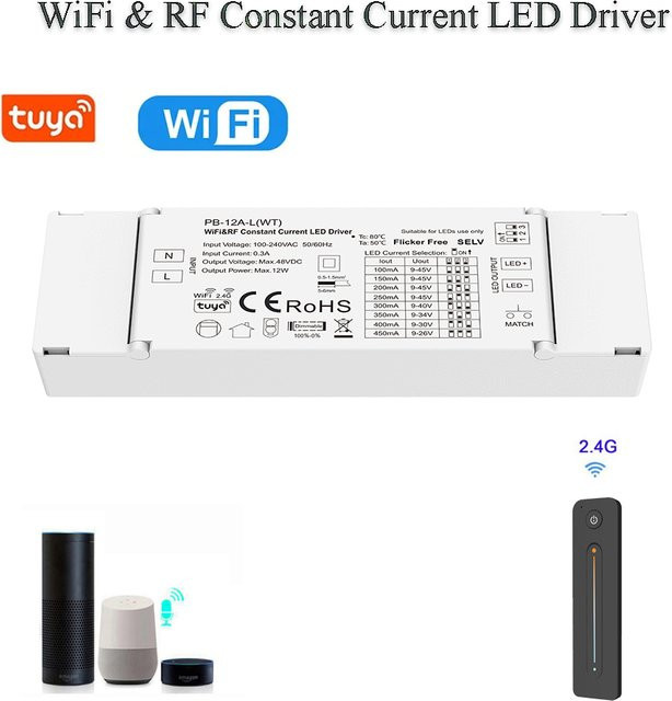 CENFAYA Smart LED-Treiber WiFi RF Konstantstrom 12W mit APP und Sprachsteuerung, dimmbar und flimmerfrei, weiß - Bild 1
