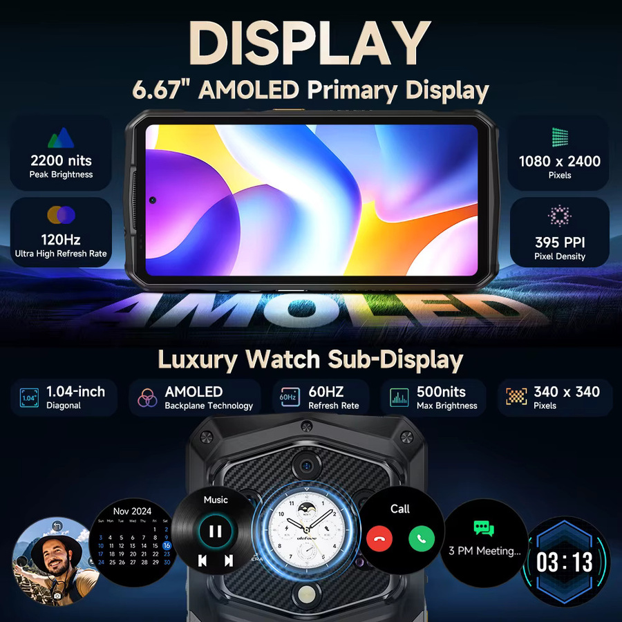 Ulefone Armor 29 Ultra 5G Robustes Smartphone in Schwarz mit Dimensity 9300+, 21200 mAh Akku, 6,67 Zoll 120 Hz AMOLED Display, 32 GB RAM, 1 TB ROM, 64 MP Nachtsichtkamera, NFC und Android 15 - Bild 5