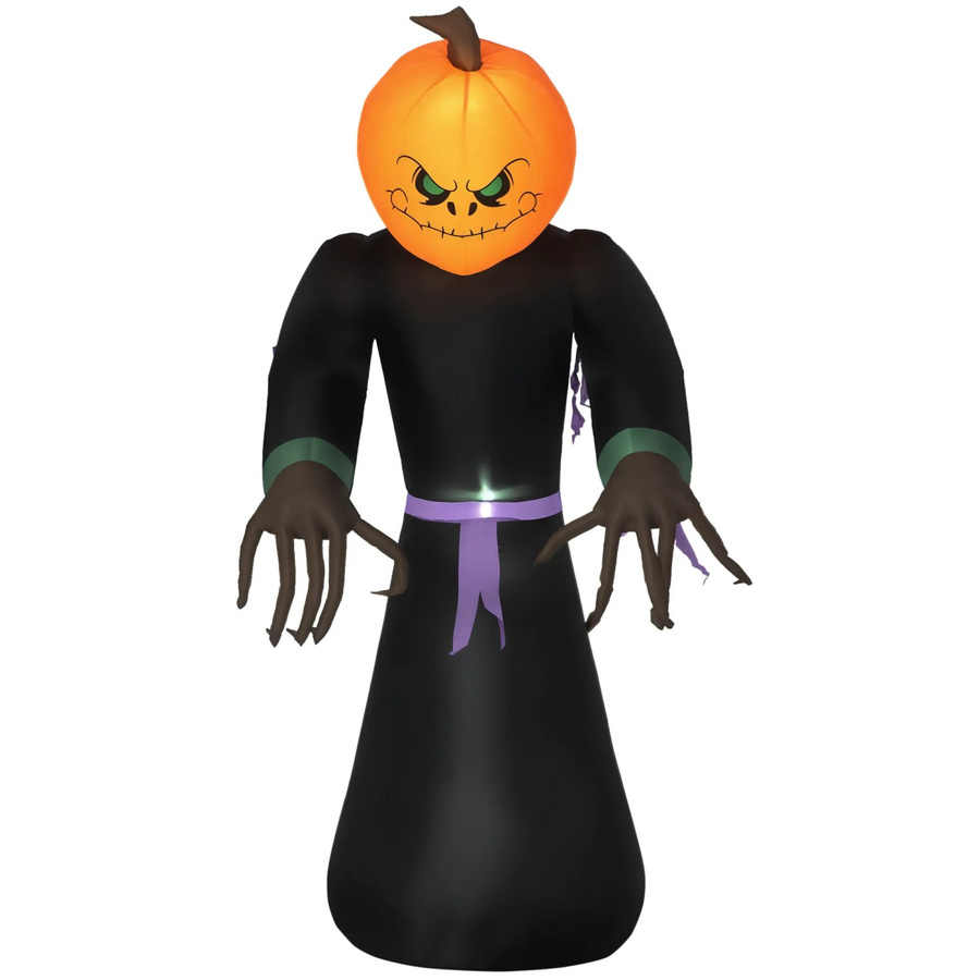 HOMCOM Halloween Aufblasbarer Kürbisgeist mit LED-Beleuchtung, Höhe: 210 cm, Orange/Schwarz - Bild 3