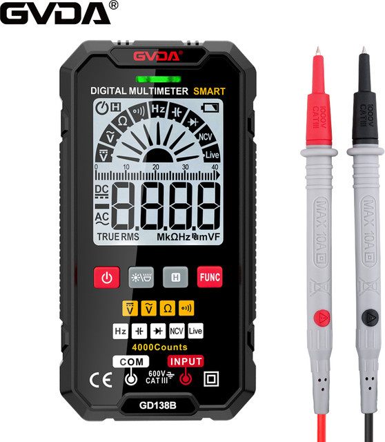 GVDA Digitales Multimeter mit True RMS, NCV und Automatischer Spannungsmessung in Schwarz - Bild 1