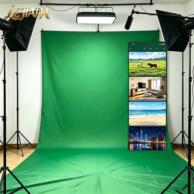 LEJIADA Professioneller Greenscreen für Live-Streaming in Grün als Ganzkörper-Hintergrund - Bild 1