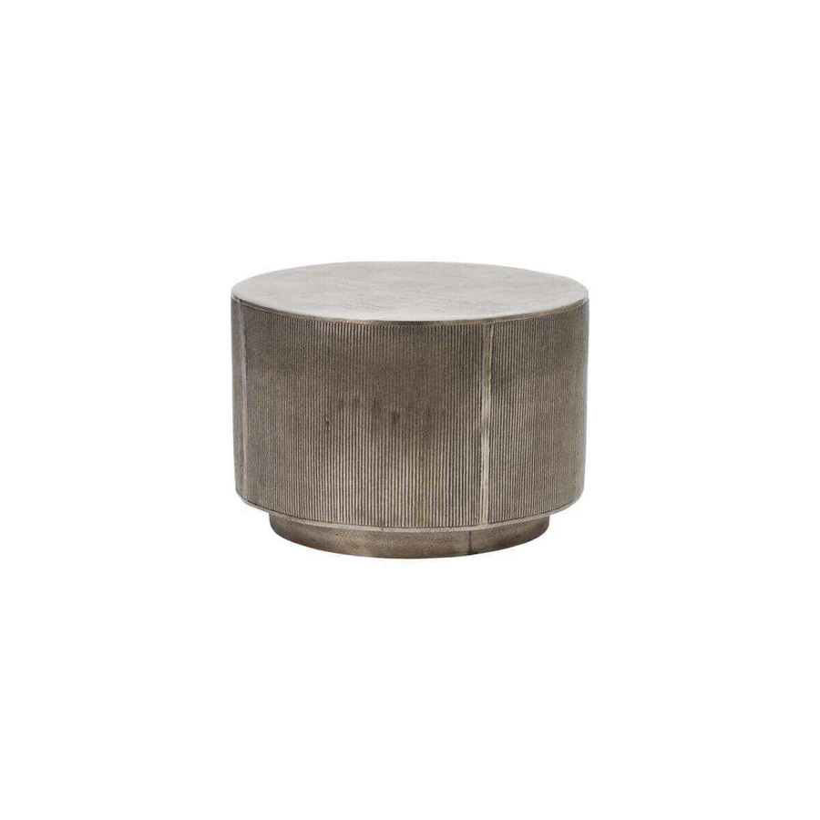 House Doctor Couchtisch Rota in Silber gebürstet aus Aluminium mit vertikalen Rillen, Durchmesser: 35 cm - Bild 1