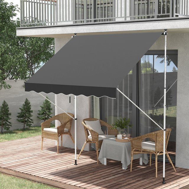 Outsunny Gelenkarmmarkise Klemmmarkise höhenverstellbar in Grau aus Aluminium für Balkon und Terrasse B/H: 200 x 150 cm - Bild 4