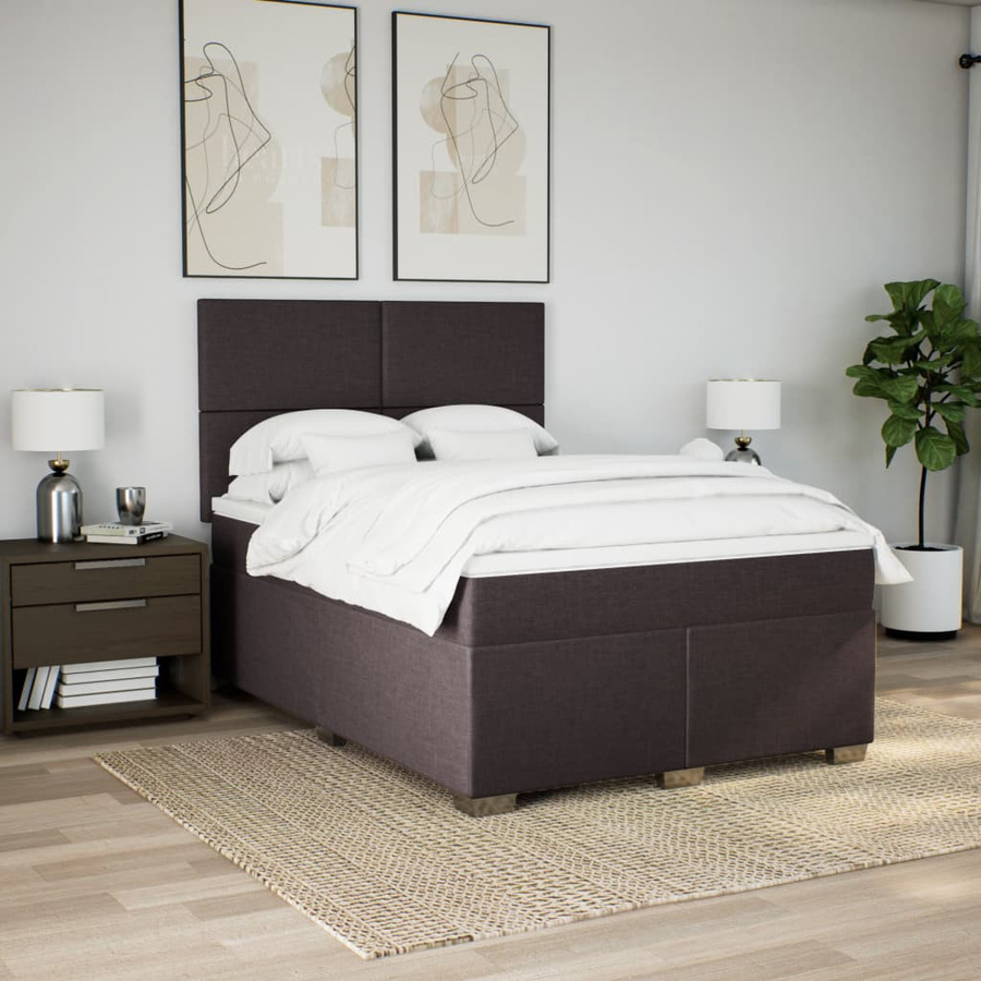 vidaXL Boxspringbett mit Matratze Hybrid-Design aus Stoff in Braun, B/T/H: 160 x 200 x 140,5 cm - Bild 2