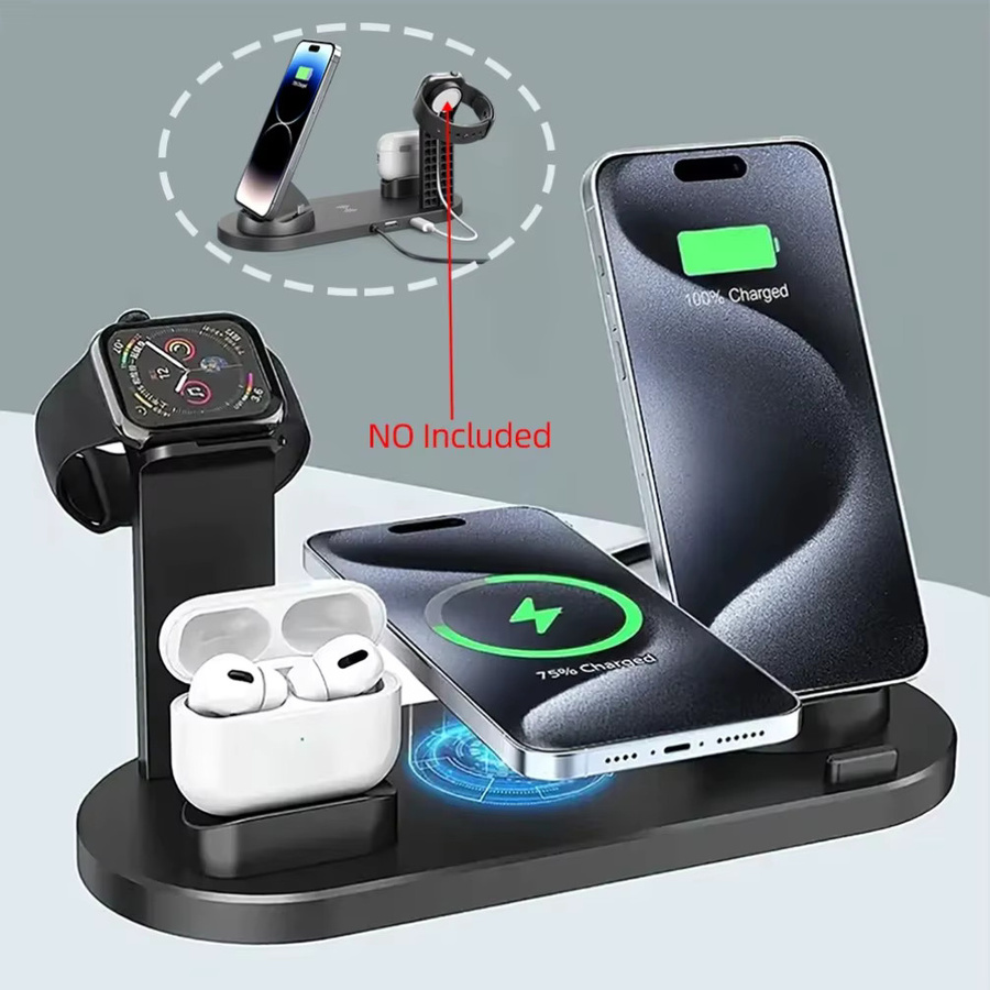 Opansten 7-in-1 kabellose Ladestation mit USB-C und Micro-USB für iPhone, Samsung, Xiaomi und AirPods Pro/2 Schnellladestation - Bild 2