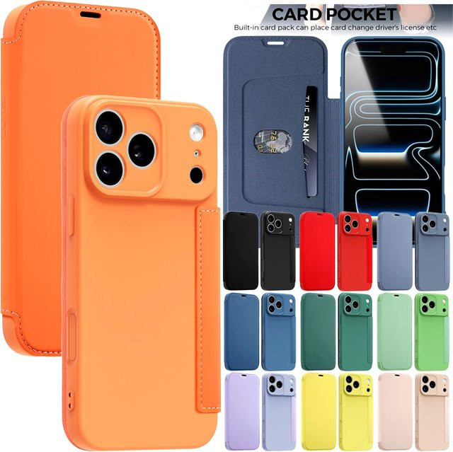 Silikon Flip Case mit Kartenfach für Apple iPhone 17 16 15 14 13 12 Pro Max Plus in Purple - Bild 1
