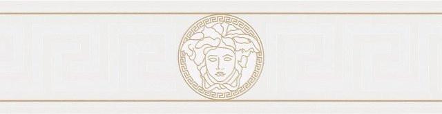 PROFHOME Luxus Tapete Ornament in Gold und Weiß, geometrisches Design, glänzend, B: 0,13 m, L: 5,00 m - Bild 1