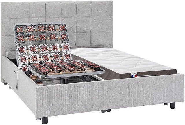 Dreamea Bett Jofar mit elektrischem Lattenrost und gepolstertem Rahmen in Grau, B/T/H: 204 x 70 x 12 cm - Bild 1