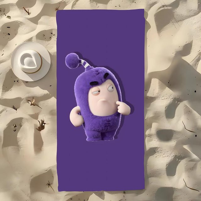 JMG Household Supplies Cartoon O-Oddbods Mikrofaser Strandhandtuch, lila, B/H: 150 x 75 cm - Bild 1