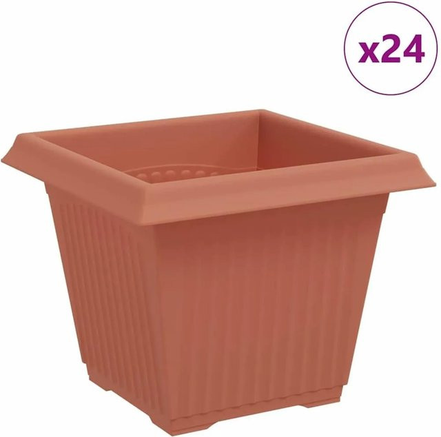 vidaXL Quadratischer Blumentopf 24er Set Ziegelrot B/T/H: 20 x 20 x 16 cm - Bild 1