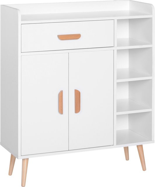 HOMCOM Sideboard Kommode in Weiß mit 1 Schublade, 2 Türen und 3 Fächern, B/T/H: 80 x 29,5 x 96 cm - Bild 1