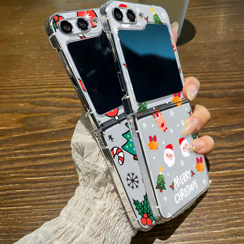 Handyhülle mit Weihnachtsbaum-Cartoon-Druck für Samsung Galaxy Z Flip 7, 6, 5, 4, 3 5G, transparente harte PC-Abdeckung - Bild 2