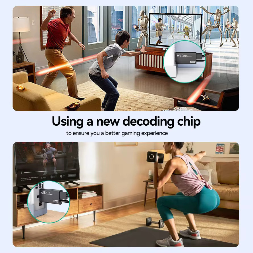 MnnWuu Wii-zu-HDMI Konverter mit HD-Kabel für 1080p Full HD in Schwarz - Bild 6