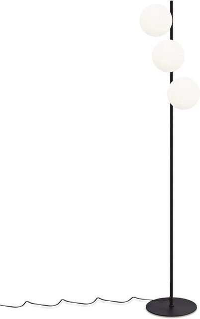 NETTLIFE Schwarze 3-flammige Stehlampe im Industrie-Vintage-Stil aus Metall und Glas mit Fußschalter und E27-Fassung für dein Wohnzimmer - Bild 1