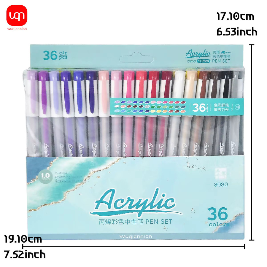 WQN-36 Acryl-Gelstift-Set mit Rundspitze in Mehrfarben für Kunst, Zeichnen und Bürobedarf - Bild 2